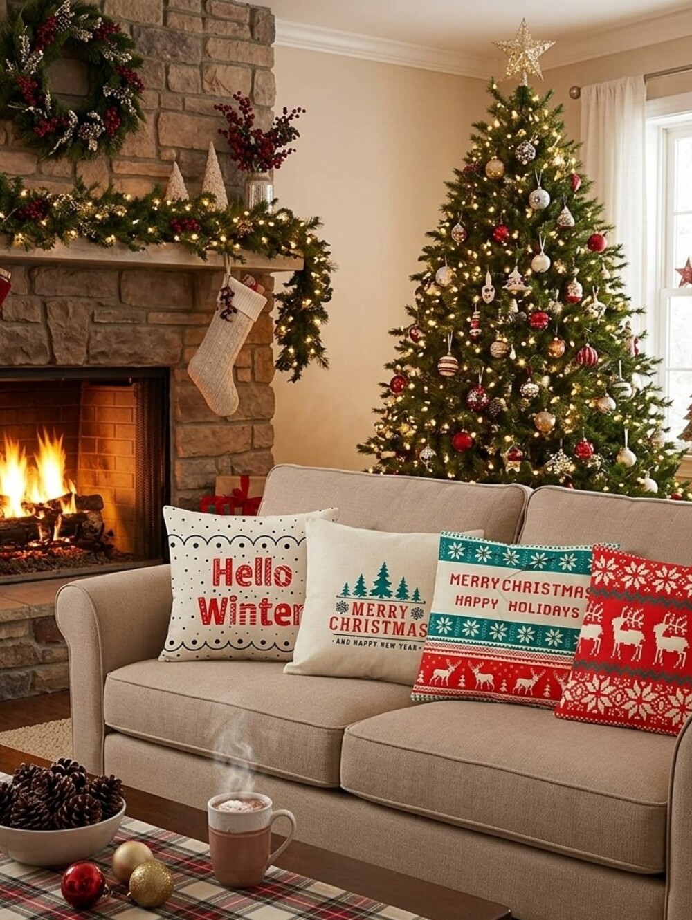 4 Pc Christmas Decorative Cushion‎ Covers 17”x17”